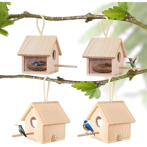 GINDOOR Blue Transparent Wooden Bird Houses Cover