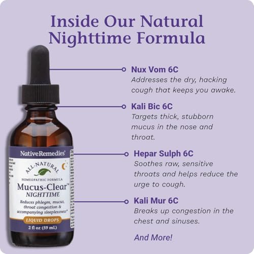 Image of Native Remedies Mucus-Clear ComboPack - 24-Hour Day & Night Mucus Relief - Clears Throat Phlegm, Sinus Pressure & Respiratory Congestion - Fast Acting Lung Support - 4 Fl Oz, 2 Pack