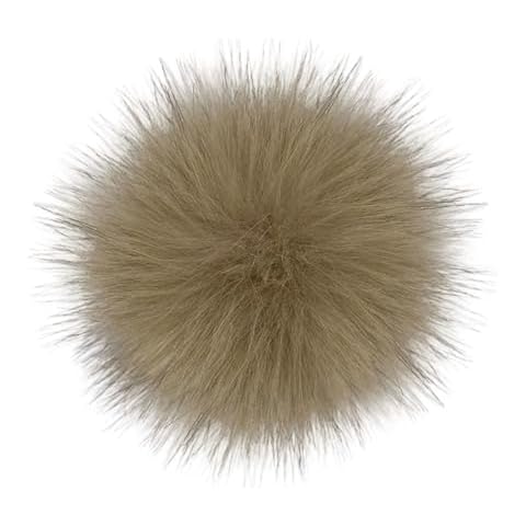 Queenbox 4.7in Fluffy Pom Pom with Elastic Loop, Solid Faux Fur Pompom Ball for Knitting Hat Clothing, Khaki Cover