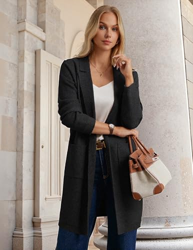 GRACE KARIN Long Cardigan Sweaters for Women 2025 Sweater Blazers Winter Long Coat Fall Jacket Dressy Coatigan with Pockets3