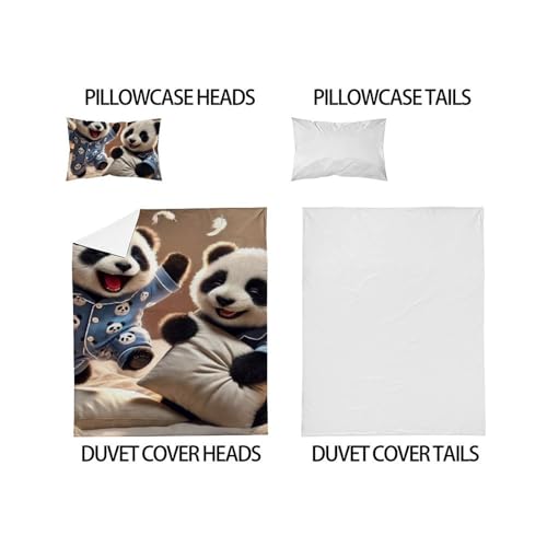 Housse de couette panda 135x200 anti-plis en microfibre douce - 5