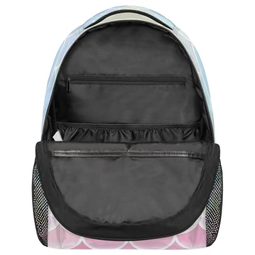 Mochila de escamas de colores ligera para evitar dolor de espalda en viajes 7