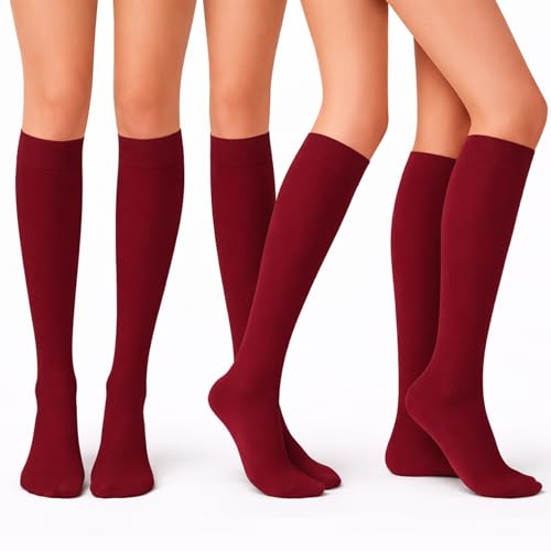 Image of Diamond Star Women's Trouser Socks, Opaque Knee High Nylon Socks, Stretchy Comfort Fit for Work and Casual, 6 Pairs
