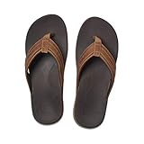 Reef Men's Sandals Leather Ortho-Spring | Arch Support Flip Flops for Men BROWN 9 M US