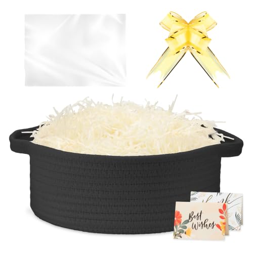 momolette Small Woven Basket Baskets for Gifts Empty (Black)