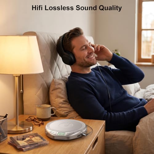 Image of Gueray Portable CD Player with Earphones CD Player for Car | CD Dsicman with Anti-Skip Shockproof with LCD Display Support PROG Memory Repeat Function