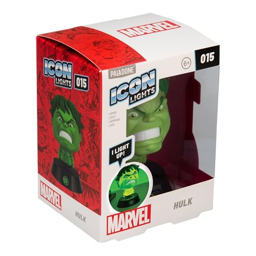 La Mejor Lista de Marvel 3d los 10 mejores. 42 Paladone Marvel Hulk - Lámpara de computadora o mesita de noche de 11 cm, funciona con pilas AAA, con licencia oficial