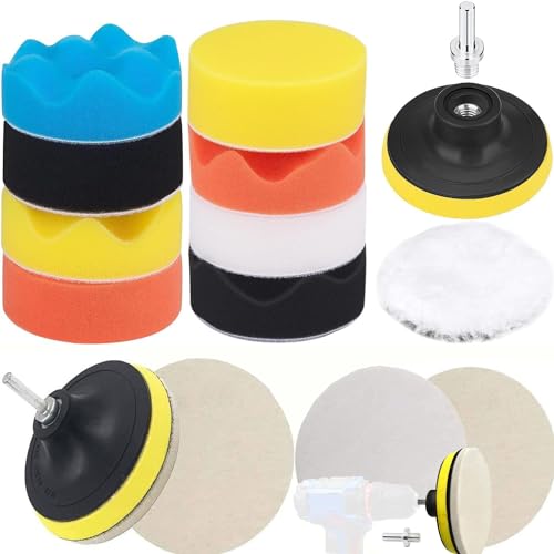 Image of DIY Crafts Pack Of 145 Pcs, Multi Hook & Loop, Sponges Scruber Foam Drill Polishing Pad Kit 1.2 /2 /3 inchinch Buffing Pads, Sponge M14 Drill Adapter Power Polisher P(Pack Of 145 Pcs, Multi Hook & Loop)