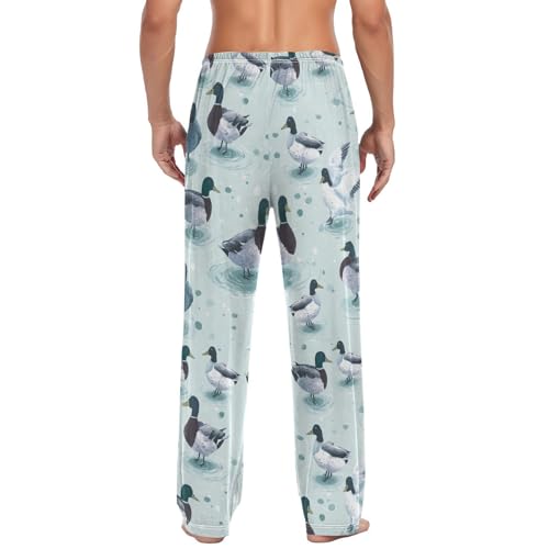 Cute Mallard Ducks Pajama Pants Farmhouse Animals Men's Pajama Bottoms Lounge Sleepwear PJs Lightweight Sleep Pants XL2