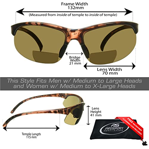 proSPORT BIFOCAL Sunglasses Readers Tinted Mens Womens High Definition Amber Yellow Smoke +1.50 +1.75 +2.00 +2.25 +2.502