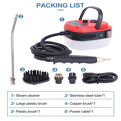 wzfdm Limpiador de Vapor de Alta presión de 2500 W, vaporizadores de Mano Multiusos, máquina de Limpieza de Vapor portátil, Herramienta de Vapor Potente,Red - imagen 6