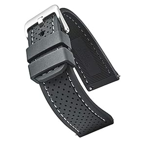 STUNNING SELECTION ALPINE Premium quality waterproof silicone watch band strap with quick release – Soft rubber watch band, Assorted Colors – 22mm and 24mm (20MM, BLACK-GREY)