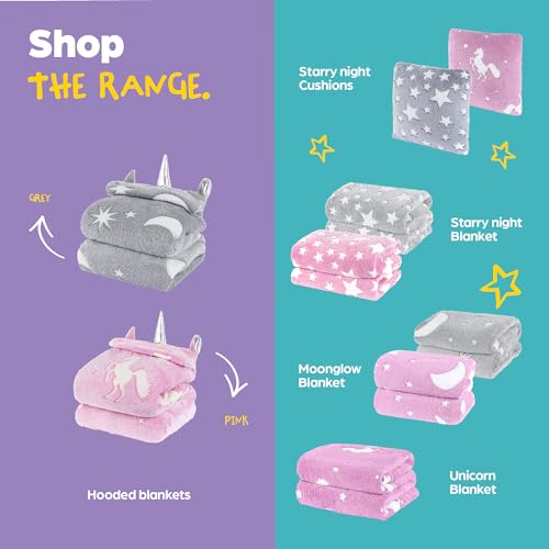 Wicked Gizmos Glow in the Dark Fluffy Throw Over Blanket with Hood in Soft and Plush Faux-Fur Microfibre Fleece Finish for Bed, Sofa or Couch (Pink Unicorn) - Image 5