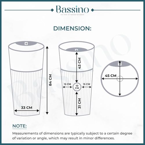 Image of BASSINO 18x18x33 Inches Ceramic Pedestal Wash Basin /7 Years Warranty /One Piece Free Standing Basin For Bathroom /Living Room /Salons /Round Modern Sink /Floor Mounted Washbasin(Glossy Black & Gold)