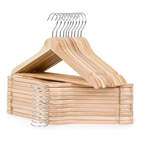 OGIVO Perchas Madera Natural con Gancho Giratorio 360° - 20 Unidades Cover