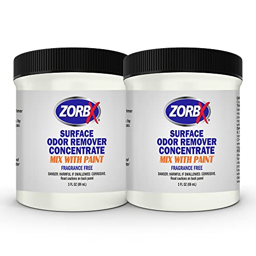 ZORBX 3 Oz Concentrate Surface Odor Remover Paint Additive – Mix 2 Jar in 4 Gallons of Paint for Wall, Ceiling & All Paintable Surface – Helps Remove Odor from Smoke, Mildew, Fire Damage, Cooking, Pet ZORBX 3 Oz Concentrate Surface Odor Remover Paint Additive – Mix 2 Jar in 4 Gallons of Paint for Wall, Ceiling & All Paintable Surface – Helps Remove Odor from Smoke, Mildew, Fire Damage, Cooking, Pet