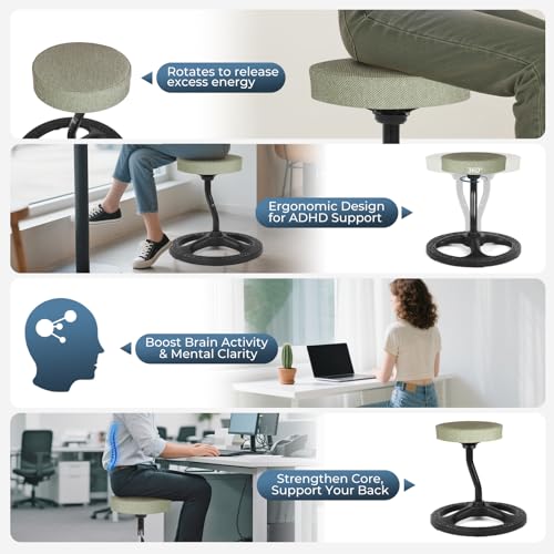 Image of ADHD Chair for Kids, Yoga Chairs for Adults, Wobble Stool Active Flexible Seating Desk Chair with Non-Slip Base and Washable Seat Cover for Stability, Balance, Yoga, Office, School, Classroom
