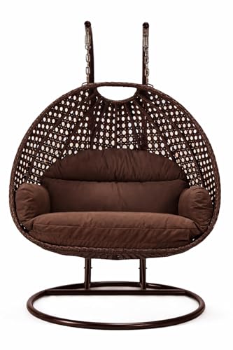 Image of Double Seater Cushion Set - Polyester Fabric Padded Seat for Hanging Egg /Garden Jhula (Cushion ONLY Brown)