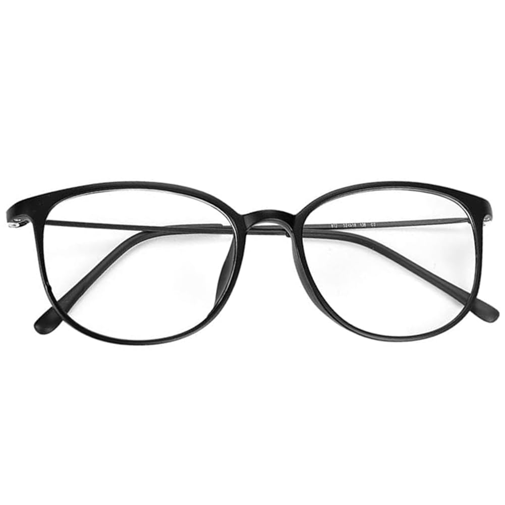 Xinchia Men's Black Clear Lens Glasses Wo Round Plain Lense Glasses Tr90 Retro Glasses Plastic Eyeglasses Lightweight Glasses Anti Eye Fatigue Glasses With Metal Hinges For Reading Computer Glasses Eyeglasses