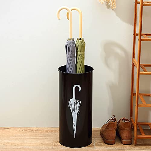 ZJYWMM Ruimtebesparende Organizer Moderne Ronde Paraplu Rack Hodler met 4 Verwijderbare haak, Metalen Paraplu Stand Mand met Paraplu Patroon, voor Home Office Hal Decor (Kleur: ZWART) - Afbeelding 3