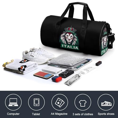 Lion Italy Italian Flag Sports Gym Bag Travel Duffel Workout Bag with Adjustable Strap3