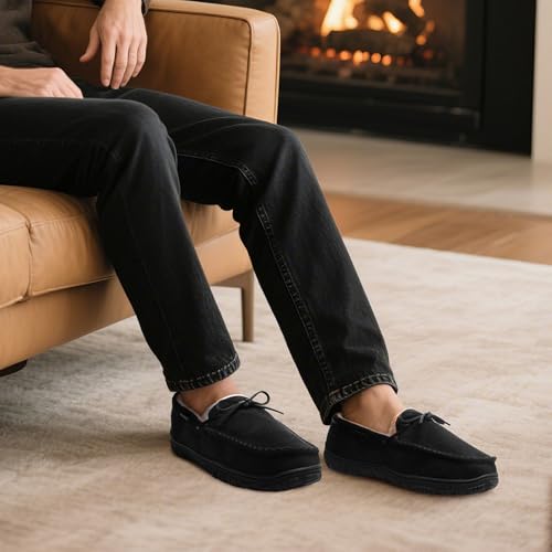 Image of MIXIN Mens Slippers Indoor Outdoor Memory Foam House Shoes Anti-Slip Moccasins Slippers for Men