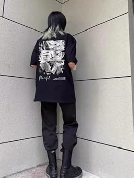 Camiseta masculina Harajuku Y2K manga curta gótica japonesa anime