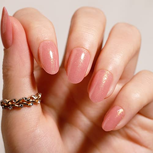 Holographic Nude Press On Nails, Bettycora Short Almond Press Nails 12 Sizes 24 Pcs Fake False Nail Kit With Nail Glue,Glitter Aurora Nails #TOP1