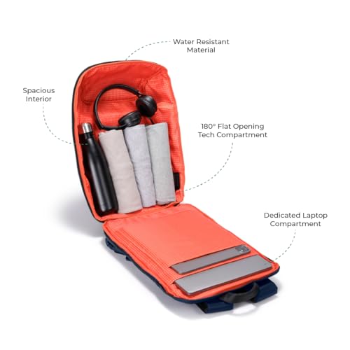 Image of ICON The Cloud Backpack 15L | Premium Polyester, Fits 15.6 inch Laptops | USB Charging Port, Luggage Sleeve, Numbered Lock & 180 Flat Opening | Water-Resistant & Multipurpose Unisex Bag (Blue)