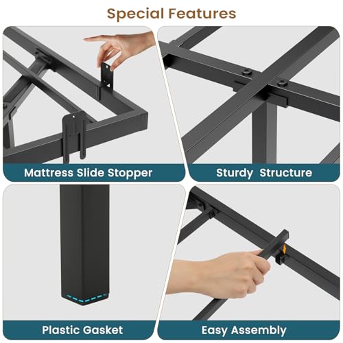 image for DICTAC Floating Bed Frame California King Size with LED Lights, Metal 