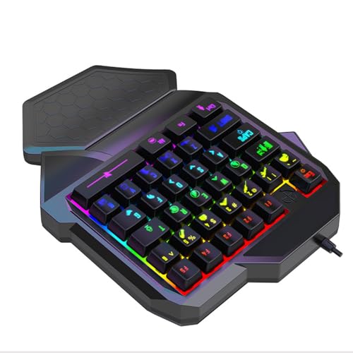 AOOOWER Single Handed Professional Gaming Keyboard LED 35 Keys Small Cord Mechanical for PC Gamer Ergonomic Wrist Rest Ergonomic Gaming with Wrist Rest – Image 6