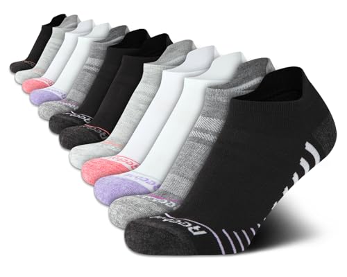 Reebok Womens Low Cut Socks - 12 Pack Moisture Wicking Breathable Athletic Ankle Socks for Women with Heel Tab (Sizes 4-10)