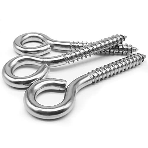 HAUSEIGN 10 Stücke 3.5×50mm Ösenschraube Edelstahl, Haken zum Schraubhaken, Ringschraube, Schraubösen, Ösenhaken, Deckenhaken für Hängematten, Markisen, Weihnachtsgirlande, Festkabel und Blumenampel Cover