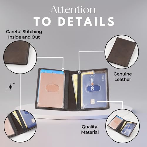 Image of AG Wallets 2 ID Window Bifold Wallet for Men - Slim Leather ID Holder with Dual ID Display, Compact Card & License Holder (Brown)