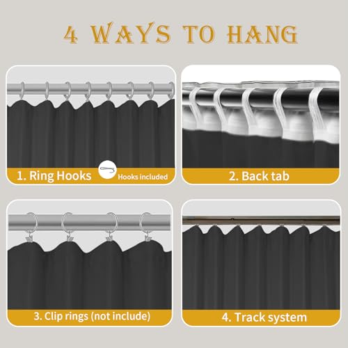 Image of Room Divider Curtains for Ceiling Track Rod, 100% Blackout Ceiling Track Curtains with Hooks Noise Reduction Privacy Curtain for Wall Ceiling Mount Track, 8.3 ft Wide x 7 ft Tall, Black, 1 Panel
