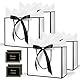 AMFUN Geschenktüten, 4Stück Papiertüten mit Schleifenbändern + 4 Grußkarten + 4 Seidenpapier, Kreuzbodenbeutel, Geschenktaschen Groß mit Henkel für Geburtstag Hochzeit Feier Party