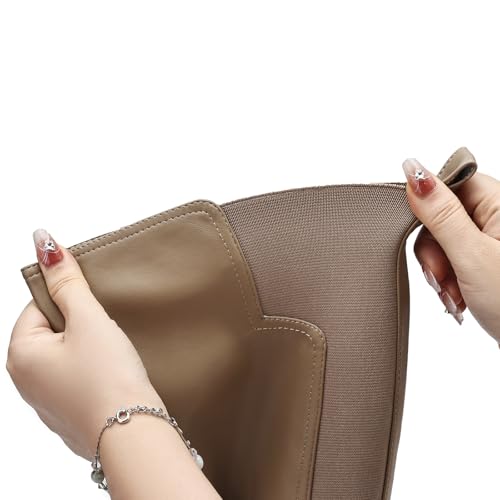 Image of TEAIEU Knee High Boots for Women, Platform Chunky Block Low Heel Tall Boots, Round Toe Side Zipper Fall Long Boots for Dress, Stretch Calf, Comfortable