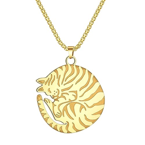 Collier pendentif chat anti-ternissement en acier bouclé pour éviter la peau verte