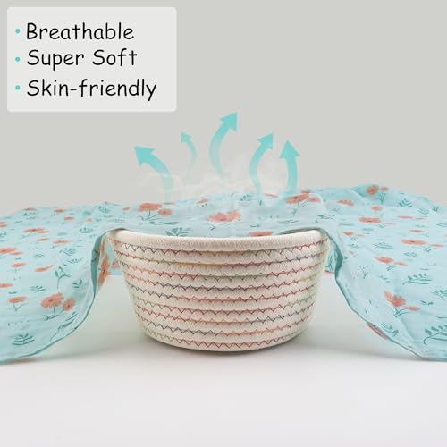 Image of Viviland Muslin Swaddle Blankets, Breathable and Skin-Friendly Baby Receiving Blankets, 4-Pack Plants, 47 x 47 inches