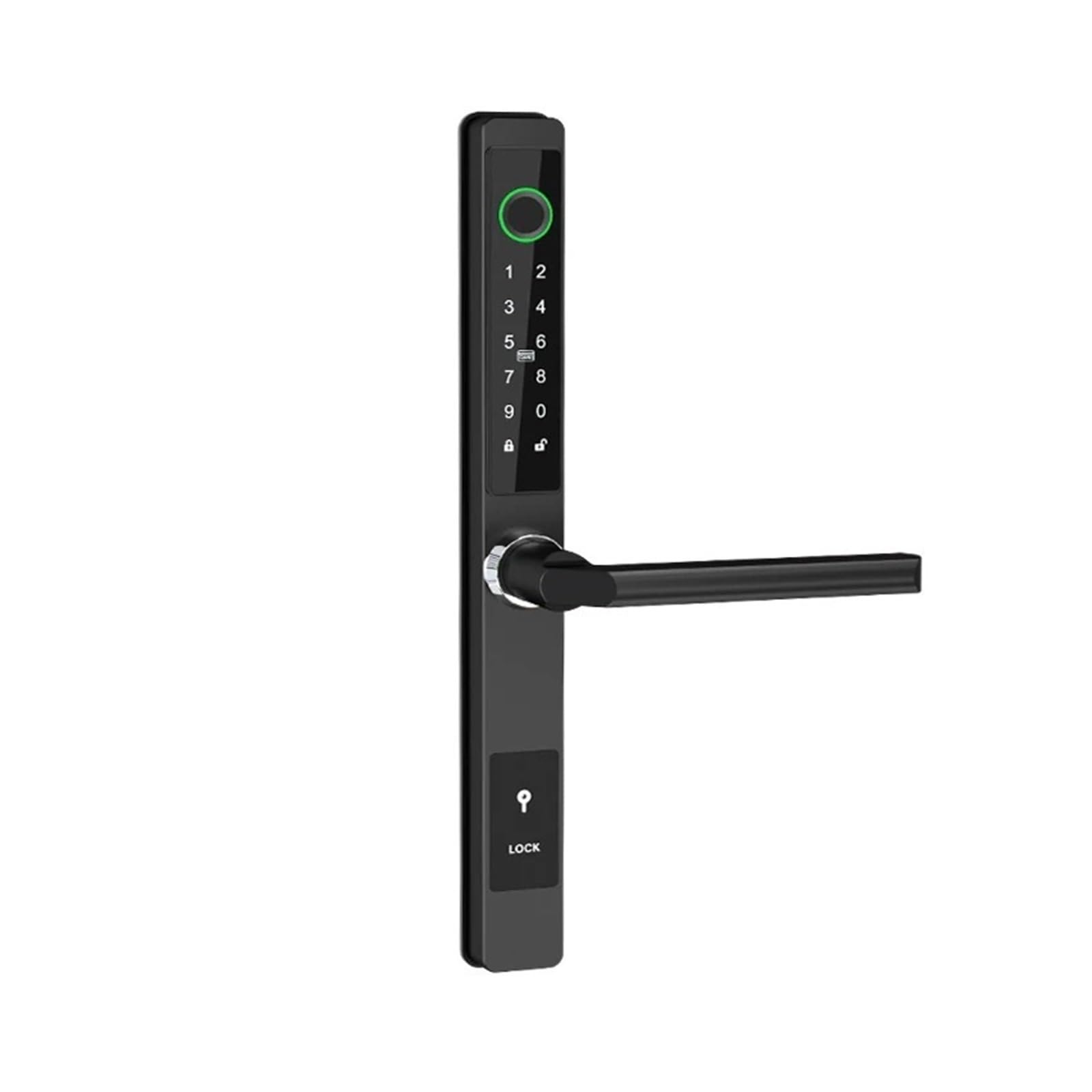 Aplikacja TTLock Wodoodporna inteligentna karta z hasłem odcisków palców Blokada drzwi Mostek ze stopu aluminium, kompatybilny z drzwiami przesuwnymi typu pull push na zewnątrz(TTLock Black A,2885 Sli