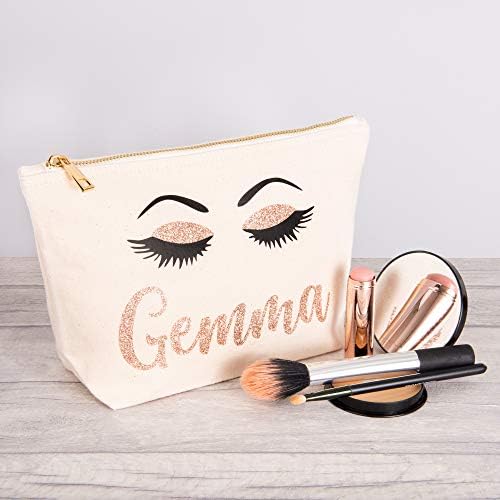 Personalised Makeup Bag by Printing Corner with Glitter Beauty Eyelashes (Natural) (Medium)