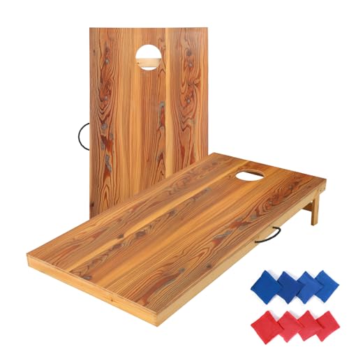 TIANNBU Wood Cornhole Set Regulation Size 4 x 2 Feet Cornhole Set Portable Corn Hole Board Bean Bags Toss Game, 8 Bean Bags All Weather Indoor and Outdoor
