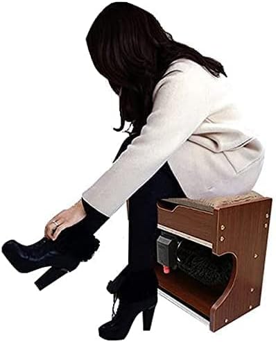 Automatic Shoes Cleaning Machine Electric Shoe Polish Machine Multi Brush Polisher Shoe Cleaner Storage Box for Household Or Public Use (Color : Brown, Size : M)
