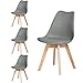 DORAFAIR Pack 4 sillas escandinava Estilo nórdico Silla de Comedor, con Las piernas de Madera de Roble Maciza y cojín cómoda,Gris