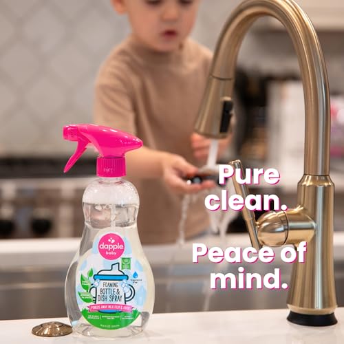 Image of Dapple Baby Fragrance-Free Foaming Bottle & Dish Spray - (4 Pack) 16.9 fl oz - Plant-Powered Cleaner for Baby Bottles, Pump Parts, and Sippy Cups - Includes 1 Pump