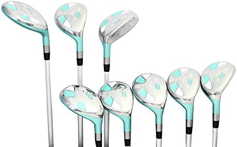 Majek Seafoam Teal Petite Ladies Golf Hybrids Irons Set New Petite Women Best All True Hybrid Ultra Light Weight Forgiving Woman Complete Package Includes 4 5 6 7 8 9 PW SW All Lady Flex Utility Clubs