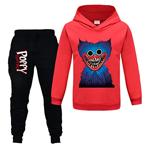 Xpialong Huggy Wuggy Merch - Conjunto de sudadera con capucha de algodón para niños y niñas, unisex, Rojo1, 7-8 Years Cover