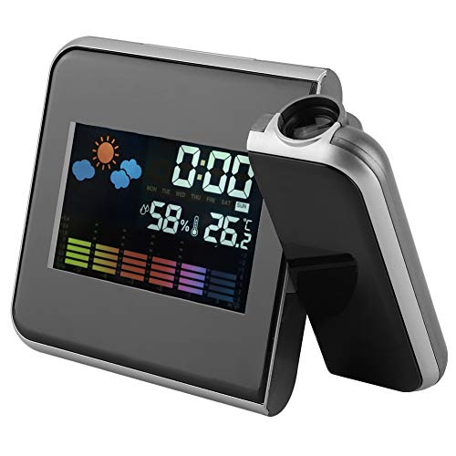 Projection Alarm Clock, Usb Digital Led Alarm Clock Weather Forecast/Calendar/Humidity 180° Rotable Projecter For Home(Black) #TOP3