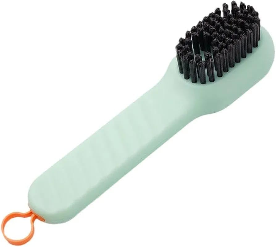 Multi-Purpose Cleaning Brush with Soap Dispenser, Built-in Liquid Container, Black Bristles, for Clothes, Shoes, Dishes (Pack of 2) (Green)