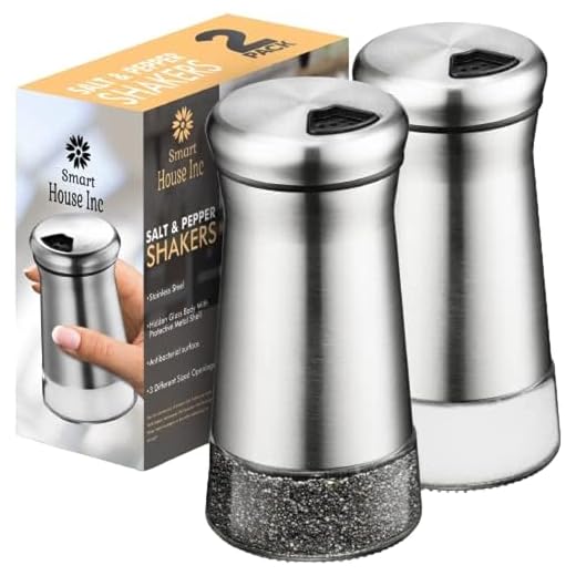 Salt- och pepparkar – krydddispenser med justerbara hällhål – rostfritt stål och glas – set med 2 flaskor av Smart House Inc